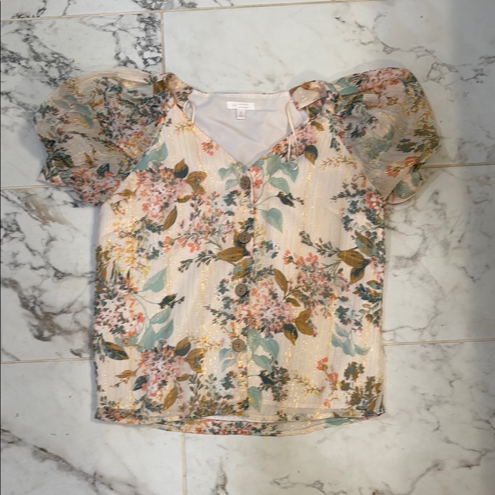 Lauren Conrad Floral Puff Sleeve Blouse